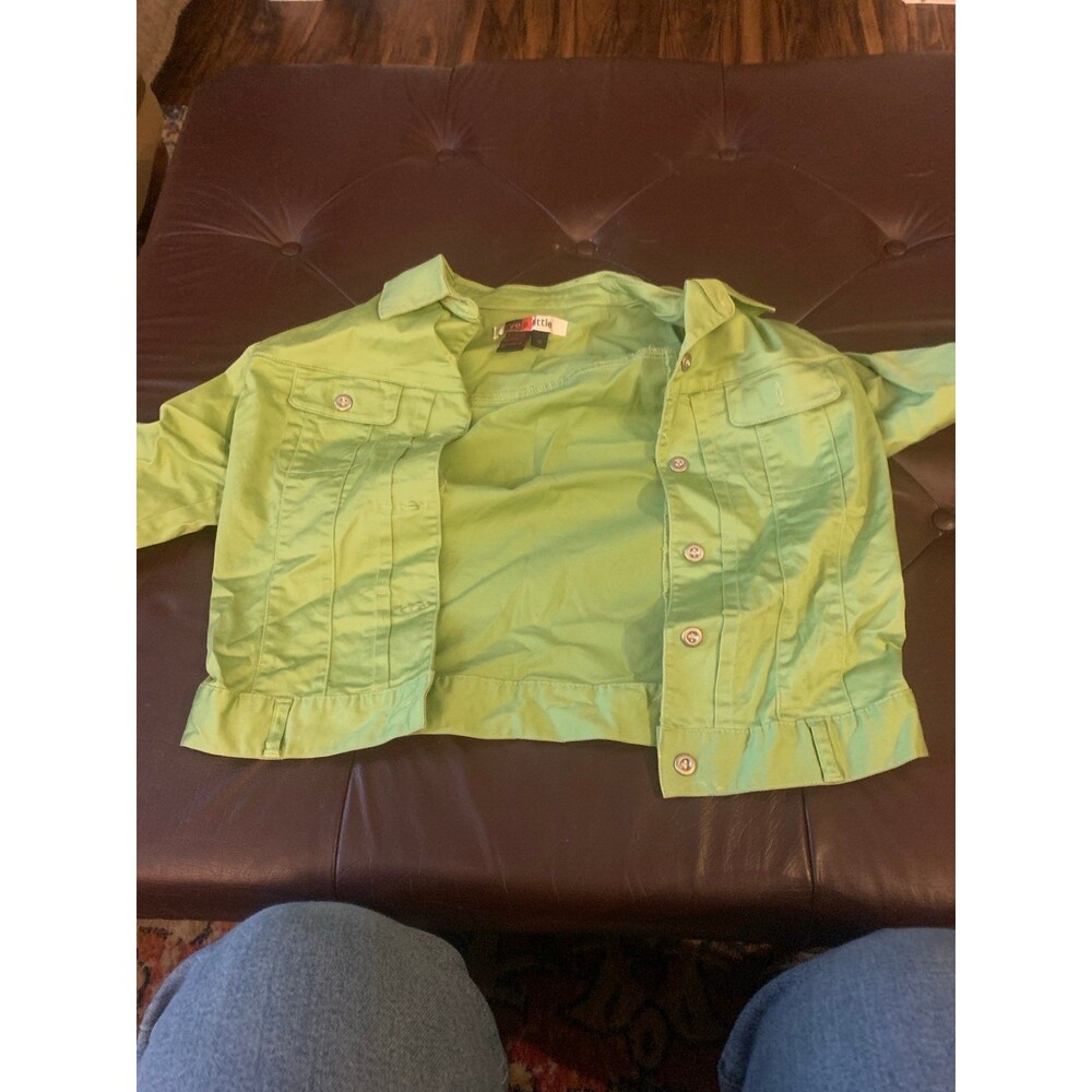 Live a Little Cropped Jacket Size Medium Lime Green